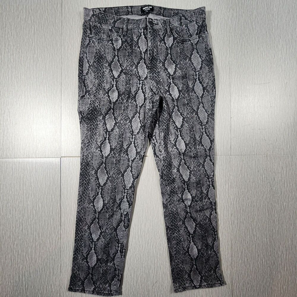 Curves 360 by NYDJ  Jeans Womens 12 Black Gray Snakeskin Print Skinny Pants